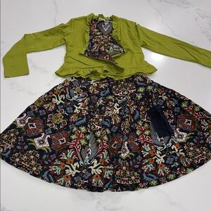 JOTTUM SIZE 6 GIRLS SAGE GREEN RUFFLE TRIM TIE SHIRT EURO HIGH END BRAND